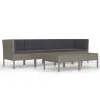 6 Piece Patio Lounge Set with Cushions Poly Rattan Gray