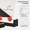 6-Piece White Rattan Couch Set, Outdoor Patio Wicker Furniture with Removable Cushions & Glass Coffee Table