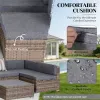 7-piece courtyard furniture set, outdoor segmented sofa set, garden set, gray