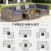 7-piece courtyard furniture set, outdoor segmented sofa set, garden set, gray