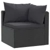 7 Piece Patio Lounge Set with Cushions Poly Rattan Black