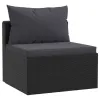 7 Piece Patio Lounge Set with Cushions Poly Rattan Black