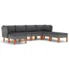 7 Piece Patio Lounge Set with Cushions Poly Rattan Gray