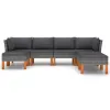 7 Piece Patio Lounge Set with Cushions Poly Rattan Gray