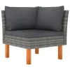 7 Piece Patio Lounge Set with Cushions Poly Rattan Gray
