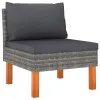 7 Piece Patio Lounge Set with Cushions Poly Rattan Gray