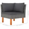 7 Piece Patio Lounge Set with Cushions Poly Rattan Gray
