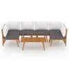 7 Piece Patio Lounge Set with Cushions Solid Acacia Wood