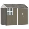 8' x 6' Metal Garden Storage Shed, Outdoor Tool Storage House with Double Lockable Door, Window and Air Vents, Gray