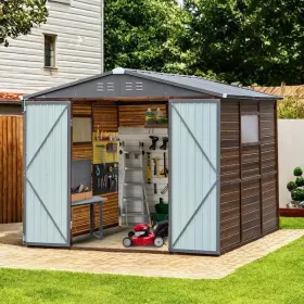 8-8FT Iron-Wood Combination Tool Shed – A Perfect Blend of Nature and Functionality