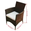 9 Piece Patio Dining Set with Cushions Poly Rattan Brown
