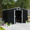 9' x 6' Metal Storage Shed - Dark Gray, Garden Tool House, 2 Sliding Doors, 4 Air Vents, Ideal for Backyard, Patio & Lawn | Shop