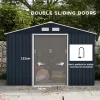 9' x 6' Metal Storage Shed - Dark Gray, Garden Tool House, 2 Sliding Doors, 4 Air Vents, Ideal for Backyard, Patio & Lawn | Shop