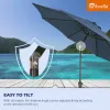 Patio Tree 9Ft Manual-Tilted Patio Round Market Umbrella With Crank Handle And Sunbrella® Fabric (Canvas Navy)