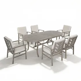 Amario 7-Piece Aluminum Outdoor Oval Dining Set With Sunbrella® Cushions
