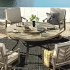 Azur Patio Aluminum Round 60" Dining Table With Removable Lazy Susan For 6 Person