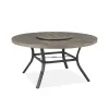 Azur Patio Aluminum Round 60" Dining Table With Removable Lazy Susan For 6 Person