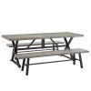 Peakhome Azur 3 Pieces Patio Dining Set Outdoor Aluminum Rectangular Dining Table And Steel Outdoor Bench