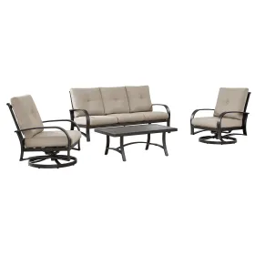 Chamber 4 Pieces Aluminum Patio Conversation Sofa Sets With Sunbrella® Cushions