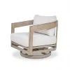 Harmonti 6 Pieces Teak Finish Aluminum Patio Swivel Furniture Set With Ottoman
