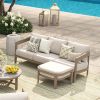 Harmonti 6 Pieces Teak Finish Aluminum Patio Swivel Furniture Set With Ottoman