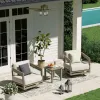 Peakhome Harmonti Patio 3-Piece Aluminum Swivel Conversation Set With Side Table