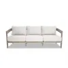 Harmonti 6 Pieces Teak Finish Aluminum Patio Swivel Furniture Set With Ottoman