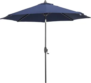 Patio Tree 9Ft Manual-Tilted Patio Round Market Umbrella With Crank Handle And Sunbrella® Fabric (Canvas Navy)