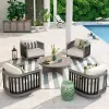 Sereno 4-Person Patio Swivel Chair Set With Round Coffee Table