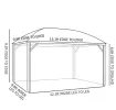 Brown 10' X 13' Hardtop Gazebo Pavilion with Curtains And Netting Steel Roof Ceiling Hook for Garden Patio