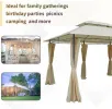 Cream White 10' X 13' Patio Gazebo with Curtains Vented Roof Steel Frame for Garden Lawn Backyard Deck Outdoor Canopy Shelter