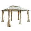 Cream White 10' X 13' Patio Gazebo with Curtains Vented Roof Steel Frame for Garden Lawn Backyard Deck Outdoor Canopy Shelter
