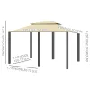 Cream White 10' X 13' Patio Gazebo with Curtains Vented Roof Steel Frame for Garden Lawn Backyard Deck Outdoor Canopy Shelter