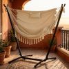 Milk white U-shaped vertical hammock with headrests
