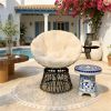 Papaya chair, circular chair, terrace chair, garden chair, beige