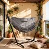 Dark gray U-shaped vertical hammock chair with headrests