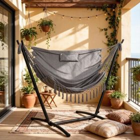 Dark gray U-shaped vertical hammock chair with headrests