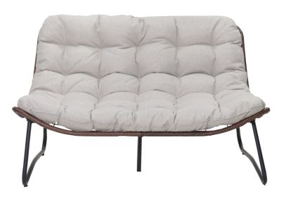 Patio Loveseat Sofa, Outdoor Wicker Loveseat with Luxury Thick Cushion, All-Weather Patio Furniture Set