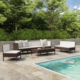 Garden Furniture Set Brown Poly Rattan 9-piece set Modular
