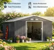 Dark Gray 11' X 13' Garden Metal Shed Storage Utility Building with Double Locking Doors for Bike And Yard Tools