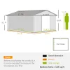 Dark Gray 11' X 13' Garden Metal Shed Storage Utility Building with Double Locking Doors for Bike And Yard Tools