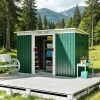 Dark Green 9' X 4' Metal Outdoor Storage Shed Tool House with Double Lockable Doors for Backyard Patio Lawn Garage