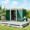 Dark Green 9' X 4' Metal Outdoor Storage Shed Tool House with Double Lockable Doors for Backyard Patio Lawn Garage