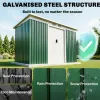 Dark Green 9' X 4' Metal Outdoor Storage Shed Tool House with Double Lockable Doors for Backyard Patio Lawn Garage