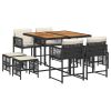 Garden Dining Set Black PE rattan 9 Piece Collapsible