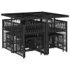 Garden Dining Set Black, Cream White Poly Rattan Medium Foldable