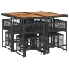 Garden Dining Set Black PE rattan 9 Piece Collapsible