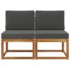 2 Piece Outdoor Middle Sofa Solid Acacia Wood