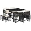 Garden Dining Set Black, Cream White Poly Rattan Medium Foldable