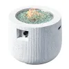 Direct Wicker 31" Outdoor Round Magnesium Oxide Gas Fire Pit Table with Lid & Rain Cover,White